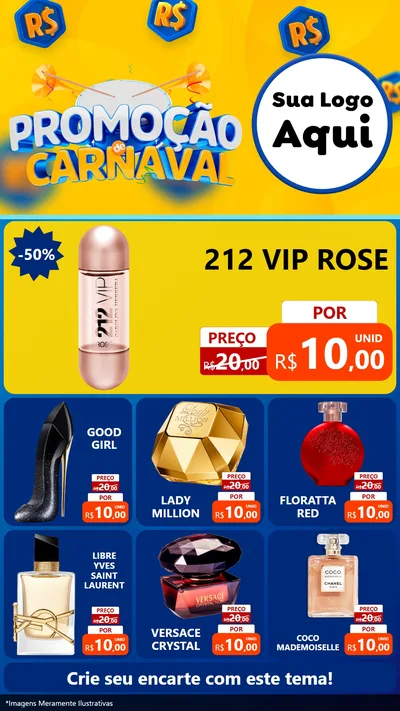 Modelo de Rede Social para Stories com o tema Promoção de Carnaval para Perfumes