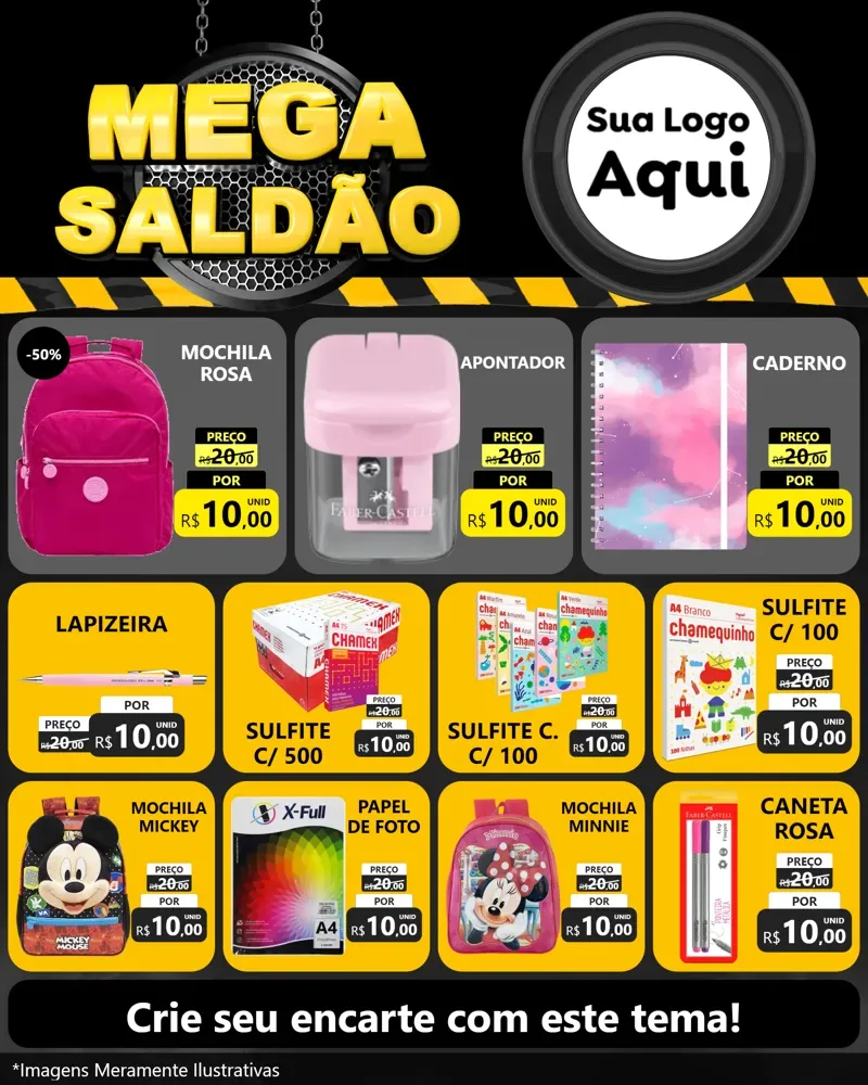 Modelo de Rede Social para Feed Instagram com o tema Mega Saldão para Papelaria