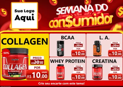 Modelo de Encarte para Encarte A4 Horizontal com o tema Semana do Consumidor para Suplementos alimentares