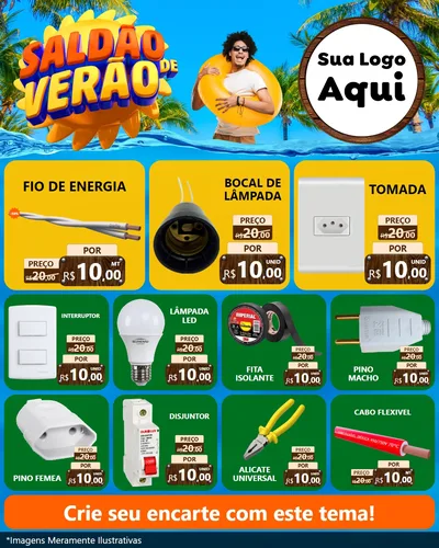 Modelo de Rede Social para Feed Instagram com o tema Saldão de Verão para Materiais Elétricos
