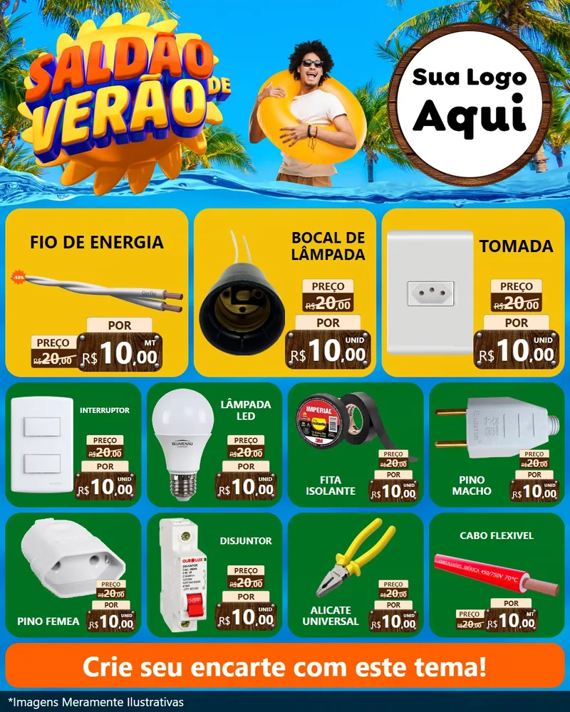 Modelo de Rede Social para Feed Instagram com o tema Saldão de Verão para Materiais Elétricos
