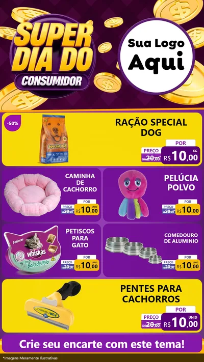 Modelo de TV para TV Vertical com o tema Super Dia do Consumidor para Pet Shop
