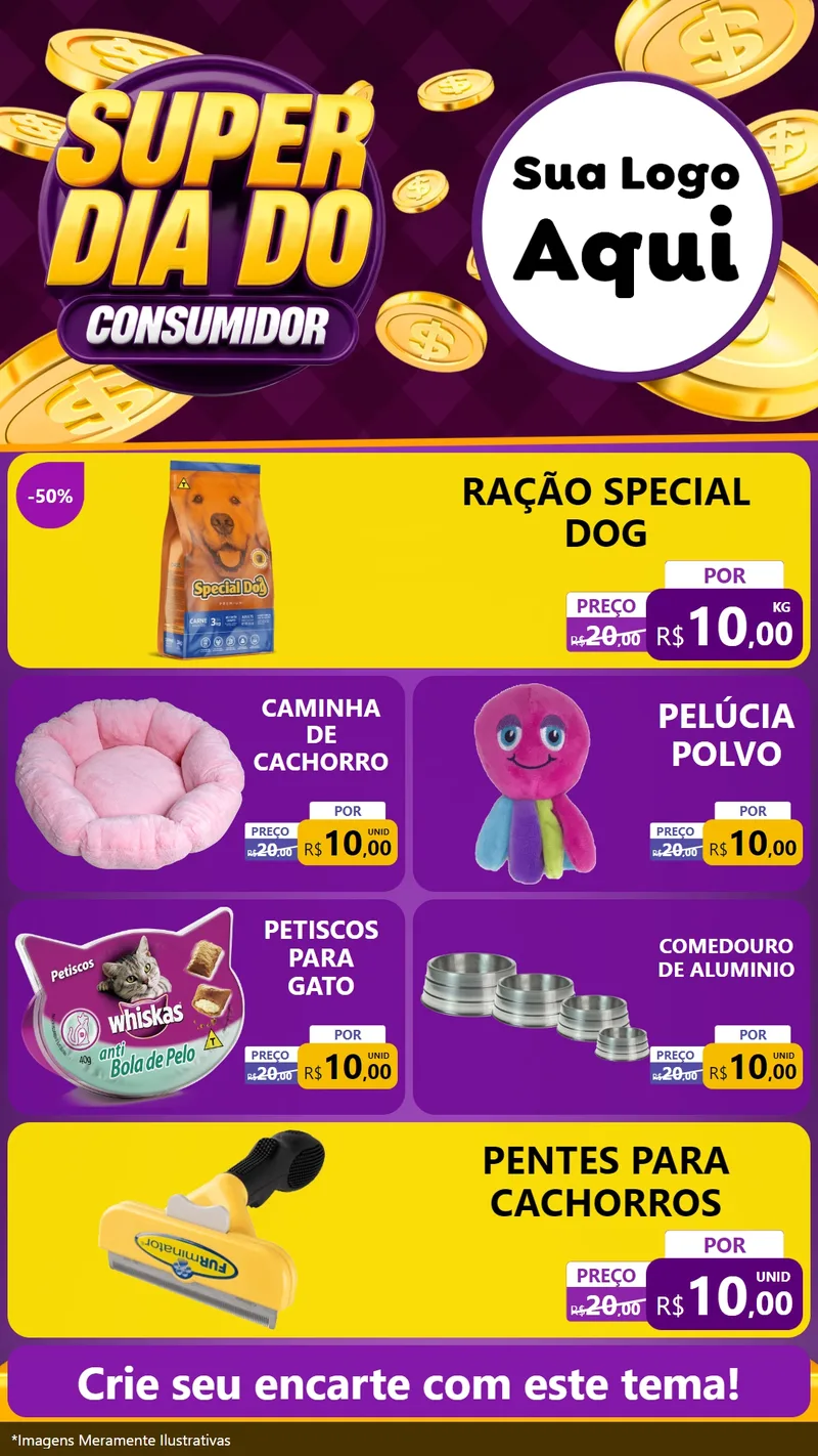 Modelo de TV para TV Vertical com o tema Super Dia do Consumidor para Pet Shop