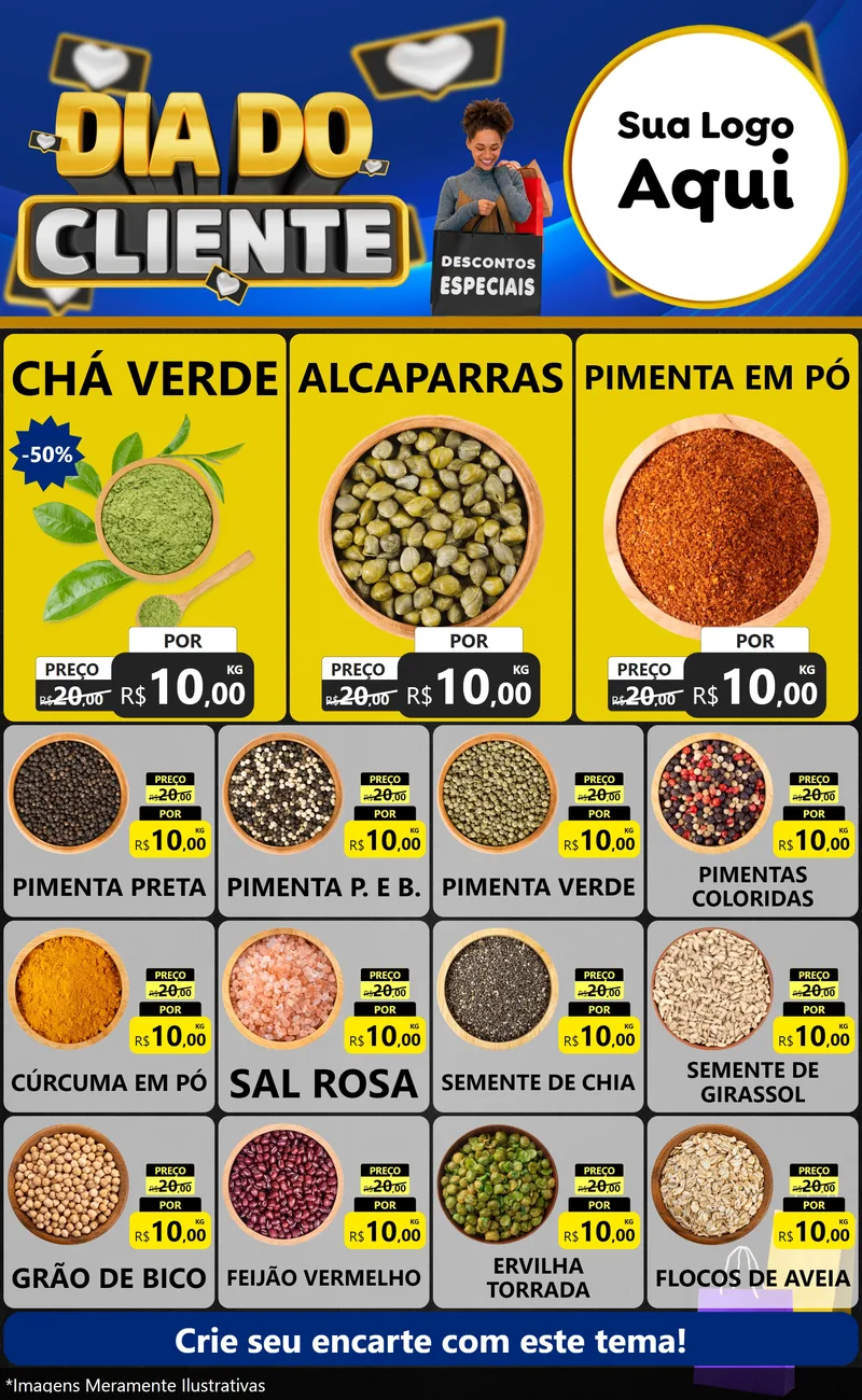 Modelo de Encarte para Encarte Grande com o tema Dia Do Cliente para Produtos Naturais