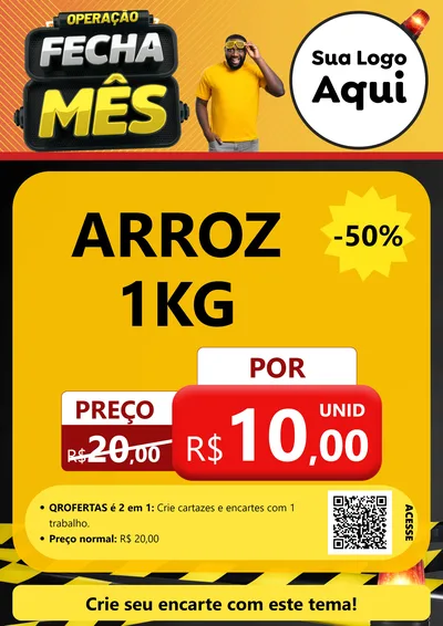 Modelo de Cartaz para Cartaz A4 Vertical com o tema Operação Fecha Mês para Supermercado