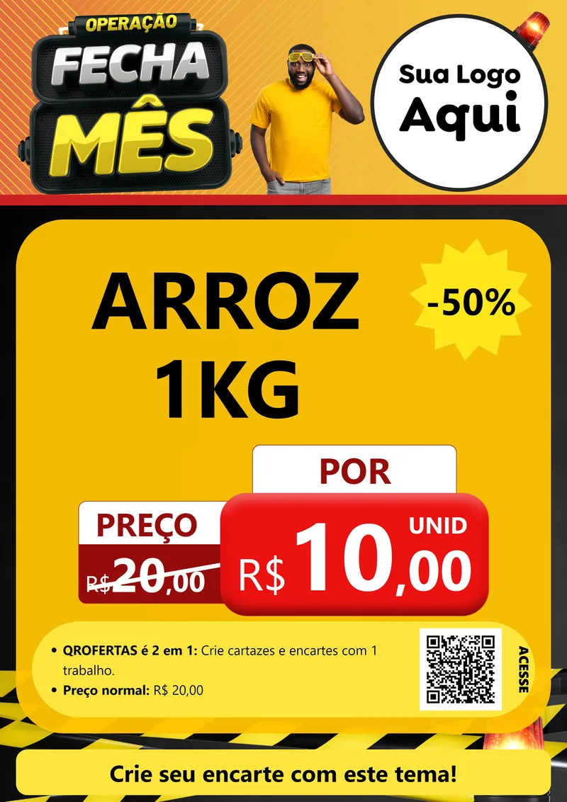 Modelo de Cartaz para Cartaz A4 Vertical com o tema Operação Fecha Mês para Supermercado