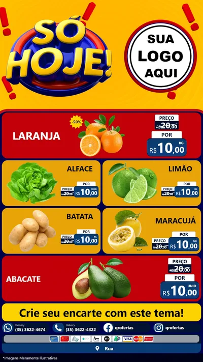 Modelo de TV para TV Vertical com o tema Só Hoje! para Hortifrúti