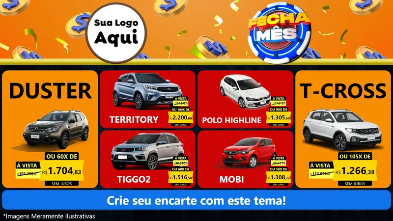 Modelo de TV para TV Horizontal com o tema Fecha Mês para Concessionaria de Carros
