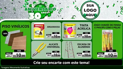 Modelo de TV para TV Horizontal com o tema Promoção de Aniversário - 30 Anos para Material para Construção