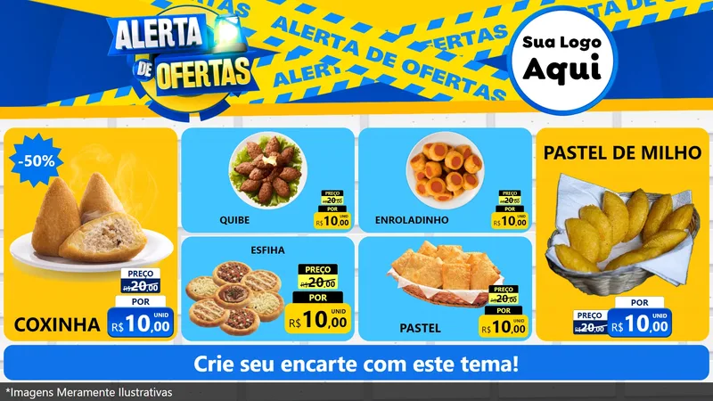 Modelo de TV para TV Horizontal com o tema Alerta de Ofertas para Salgadaria