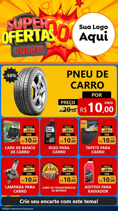 Modelo de Rede Social para Stories com o tema Super Ofertas Julho para Auto peças