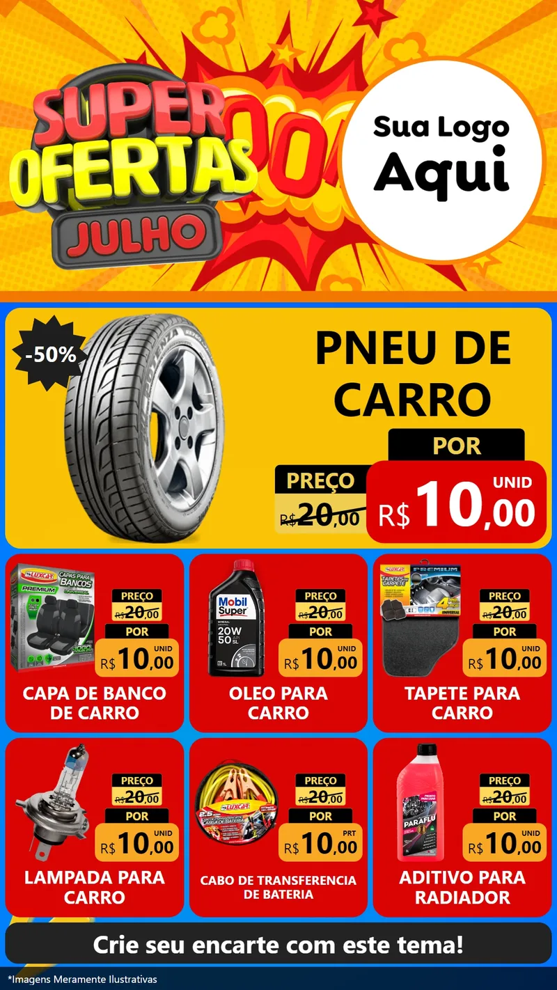 Modelo de Rede Social para Stories com o tema Super Ofertas Julho para Auto peças