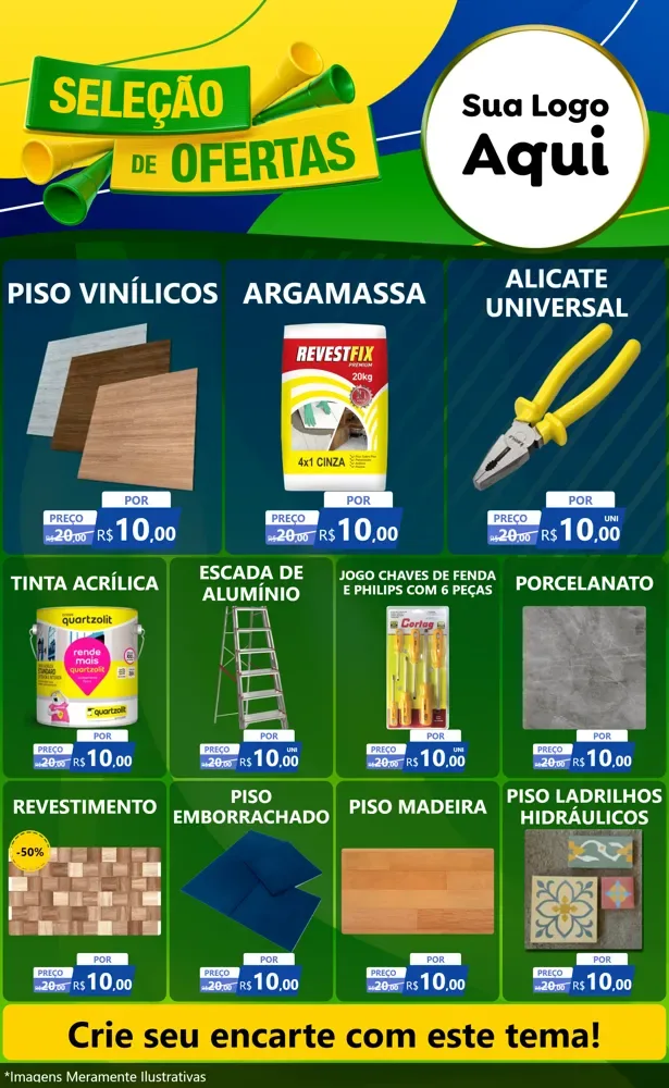 Modelo de Encarte para Encarte Grande com o tema Seleção de Ofertas - Copa para Material para Construção