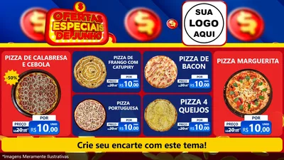 Modelo de TV para TV Horizontal com o tema Ofertas Especiais de Junho para Pizzaria