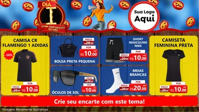 Modelo de TV para TV Horizontal com o tema Dia I - O Dia Mais Barato Do Mês para Roupas e acessórios