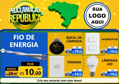 Modelo de Encarte para Encarte A4 Horizontal com o tema Proclamação da República para Materiais Elétricos