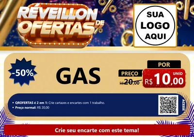 Modelo de Cartaz para Cartaz A4 Horizontal com o tema Réveillon de Ofertas para Água e gás