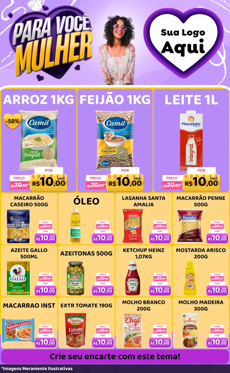 Modelo de Encarte para Encarte Grande com o tema Para Você, Mulher para Supermercado