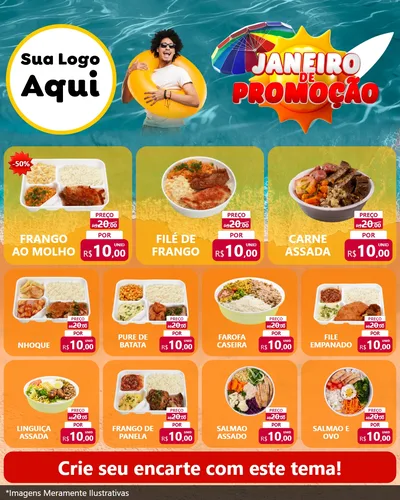 Modelo de Rede Social para Feed Instagram com o tema Janeiro de Promoção para Restaurante
