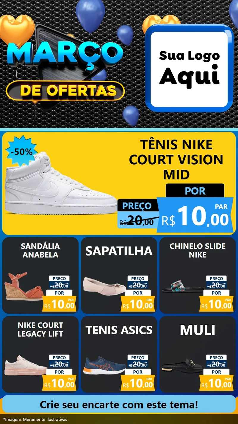 Modelo de Rede Social para Stories com o tema Março de Ofertas para Calçados