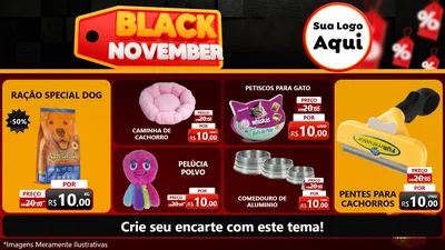 Modelo de TV para TV Horizontal com o tema Black November para Pet Shop