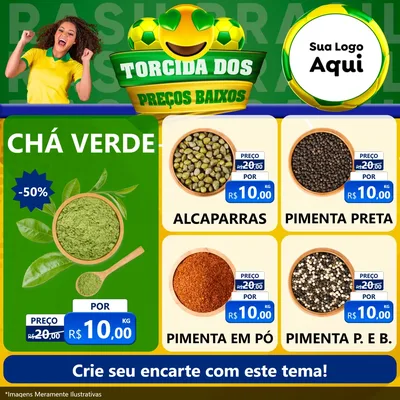 Modelo de Rede Social para Feed Facebook com o tema Torcida dos Preços Baixos - Copa para Produtos Naturais