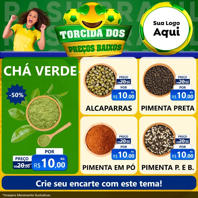 Modelo de Rede Social para Feed Facebook com o tema Torcida dos Preços Baixos - Copa para Produtos Naturais