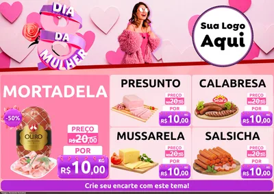 Modelo de Encarte para Encarte A4 Horizontal com o tema Dia da Mulher para Frios e Laticínios