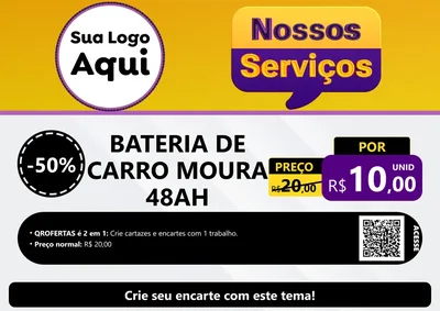 Modelo de Cartaz para Cartaz A4 Horizontal com o tema Nossos Serviços para Baterias Elétricas