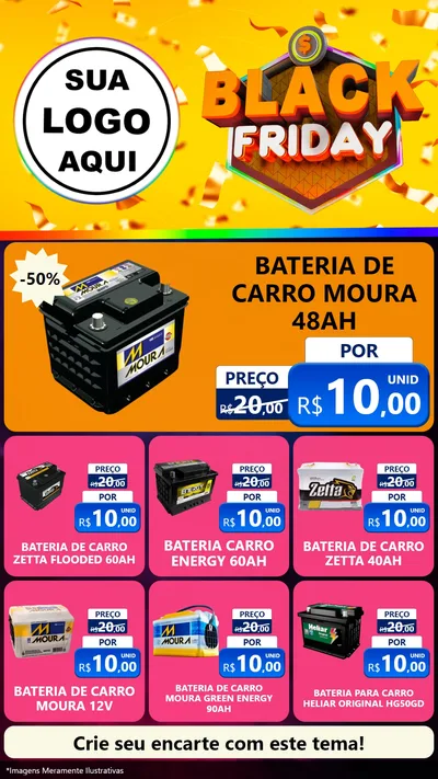Modelo de Rede Social para Stories com o tema Black Friday para Baterias Elétricas