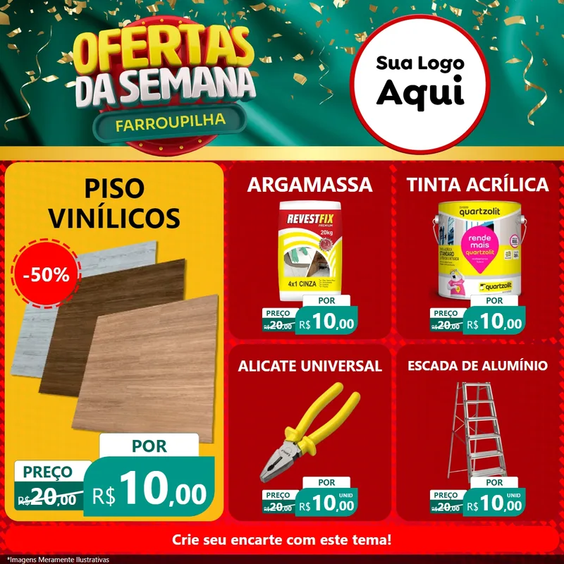 Modelo de Rede Social para Feed Facebook com o tema Ofertas da Semana Farroupilha para Material para Construção
