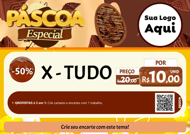 Modelo de Cartaz para Cartaz A4 Horizontal com o tema Páscoa Especial para Hamburgueria