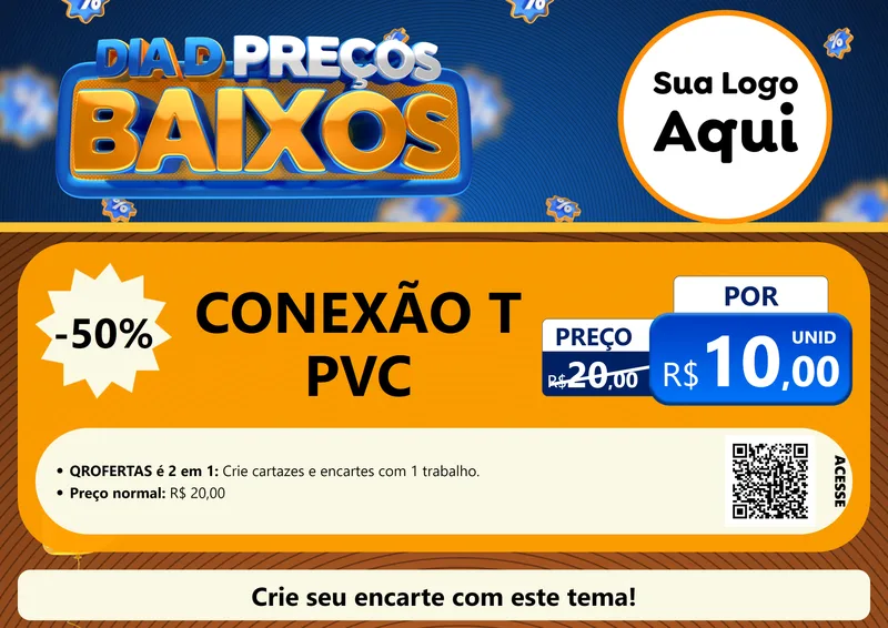 Modelo de Cartaz para Cartaz A4 Horizontal com o tema Dia D Preço Baixo para Tubos e conexões