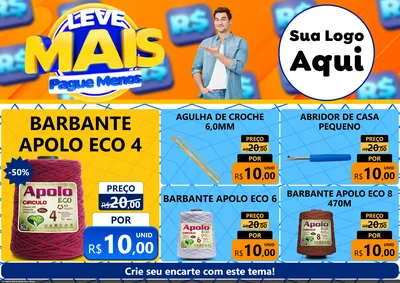 Modelo de Encarte para Encarte A4 Horizontal com o tema Leve Mais, Pague Menos para Armarinho e Aviamentos