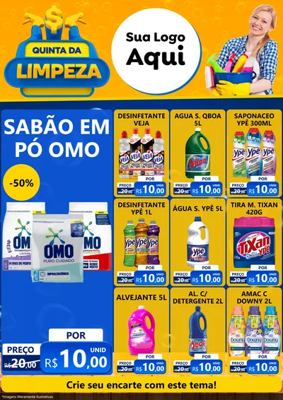 Modelo de Encarte para Encarte A4 Vertical com o tema Quinta da Limpeza para Produtos de Limpeza