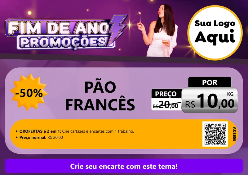 Modelo de Cartaz para Cartaz A4 Horizontal com o tema Fim de Ano Promoções para Padaria