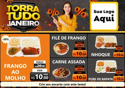Modelo de Encarte para Encarte A4 Horizontal com o tema Torra Tudo Janeiro para Restaurante