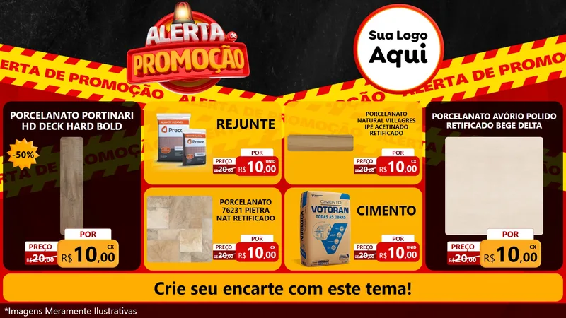 Modelo de TV para TV Horizontal com o tema Alerta de Promoção para Pisos e revestimentos