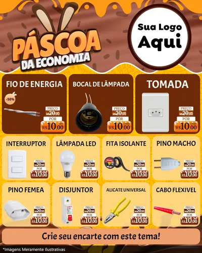 Modelo de Rede Social para Feed Instagram com o tema Páscoa da Economia para Materiais Elétricos
