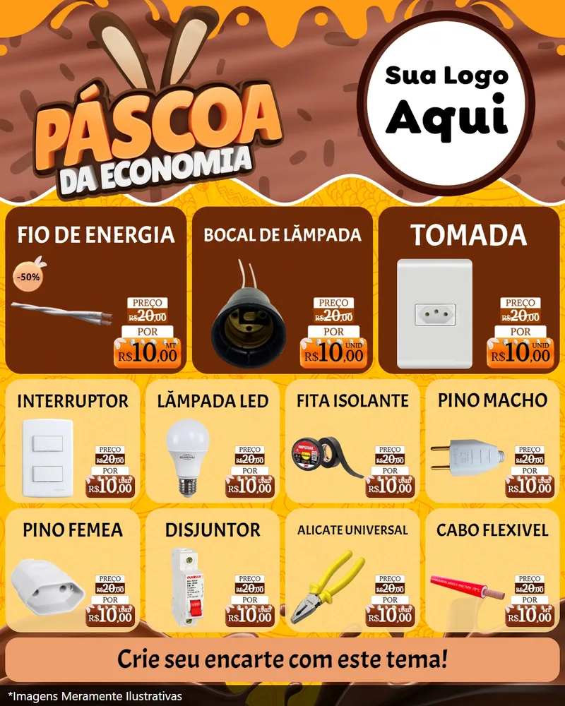 Modelo de Rede Social para Feed Instagram com o tema Páscoa da Economia para Materiais Elétricos