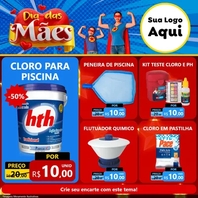 Modelo de Rede Social para Feed Facebook com o tema Dia das Mães para Produtos para Piscina