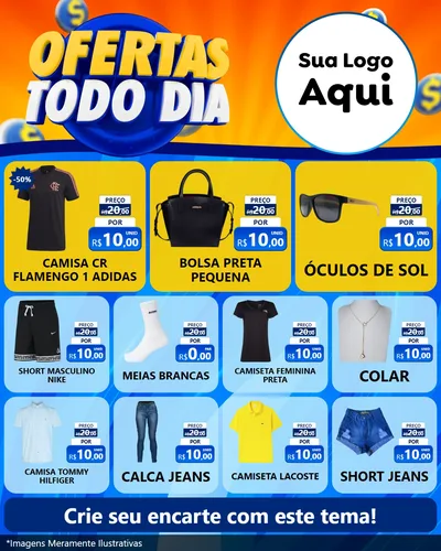 Modelo de Rede Social para Feed Instagram com o tema Ofertas Todo Dia para Roupas e acessórios