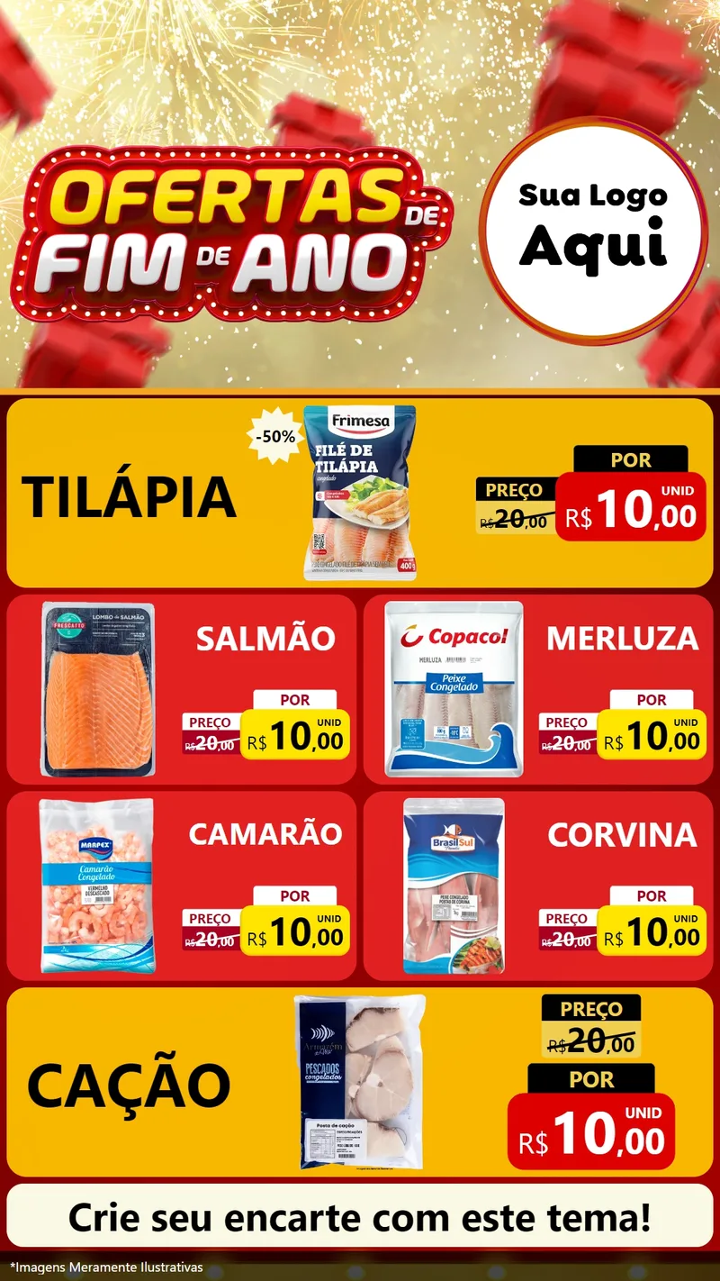 Modelo de TV para TV Vertical com o tema Ofertas de Fim de Ano para Peixaria