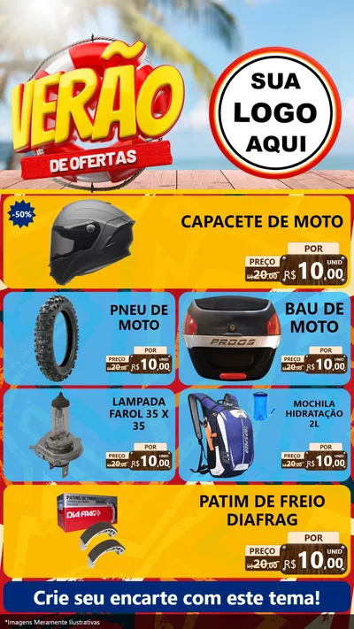 Modelo de TV para TV Vertical com o tema Verão de Ofertas para Moto peças