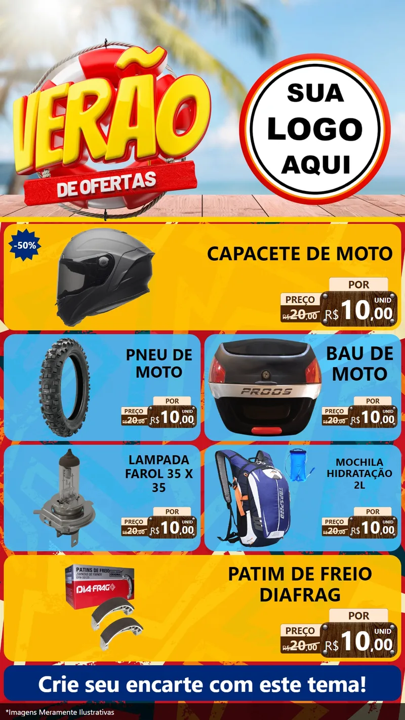 Modelo de TV para TV Vertical com o tema Verão de Ofertas para Moto peças