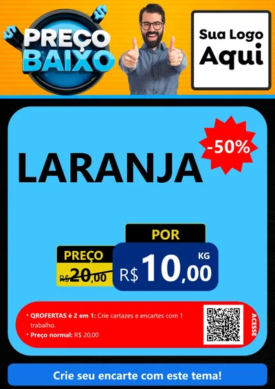Modelo de Cartaz para Cartaz A4 Vertical com o tema Preço Baixo para Hortifrúti