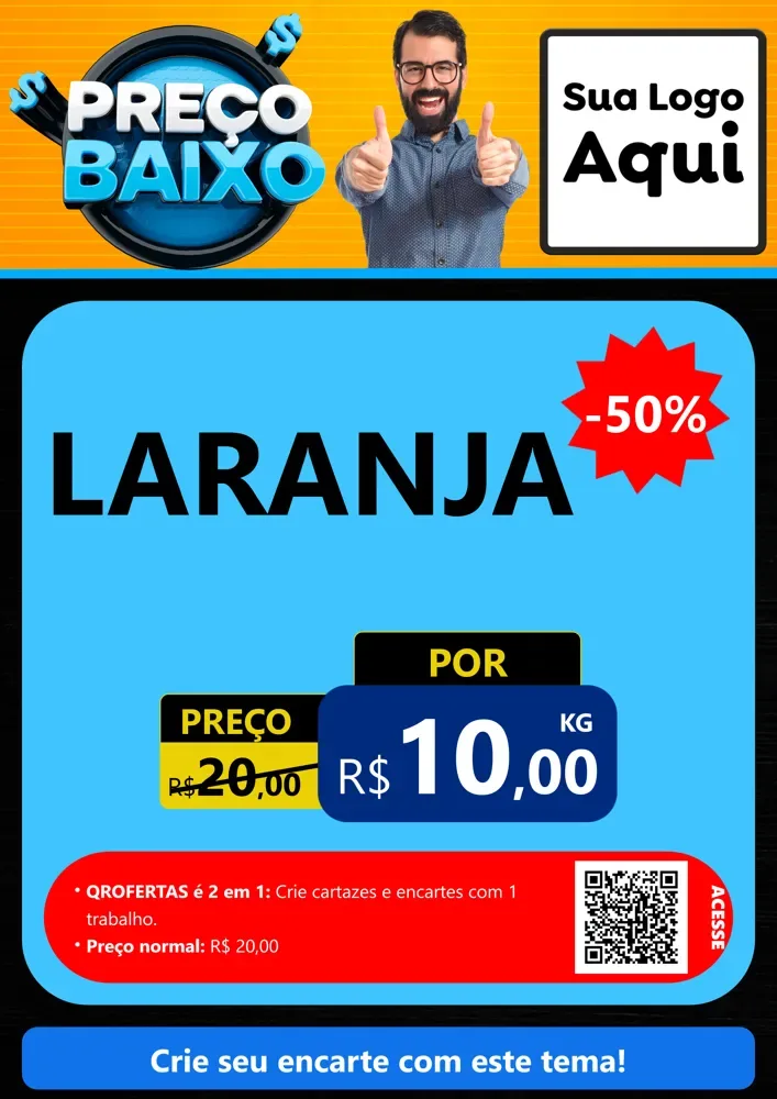 Modelo de Cartaz para Cartaz A4 Vertical com o tema Preço Baixo para Hortifrúti