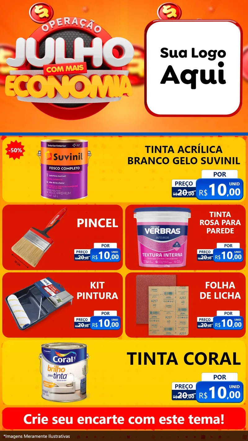 Modelo de TV para TV Vertical com o tema Operação Julho Com Mais Economia para Tintas e Ferramentas