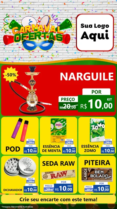 Modelo de Rede Social para Stories com o tema Carnaval de Ofertas para Tabacaria