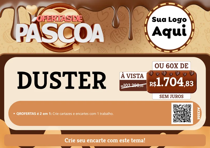 Modelo de Cartaz para Cartaz A4 Horizontal com o tema Ofertas de Páscoa para Concessionaria de Carros